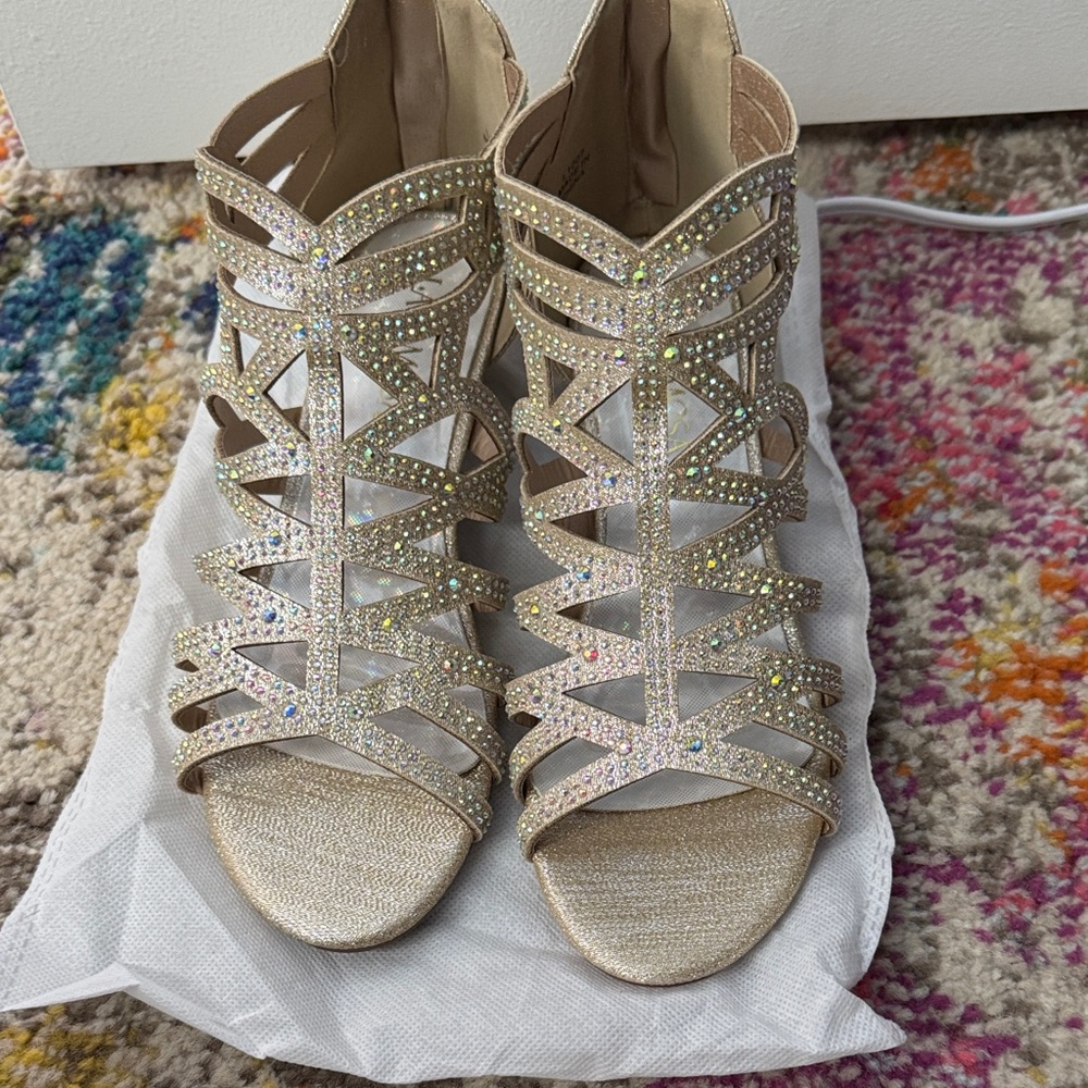 Sparkling Gold Strappy Heels